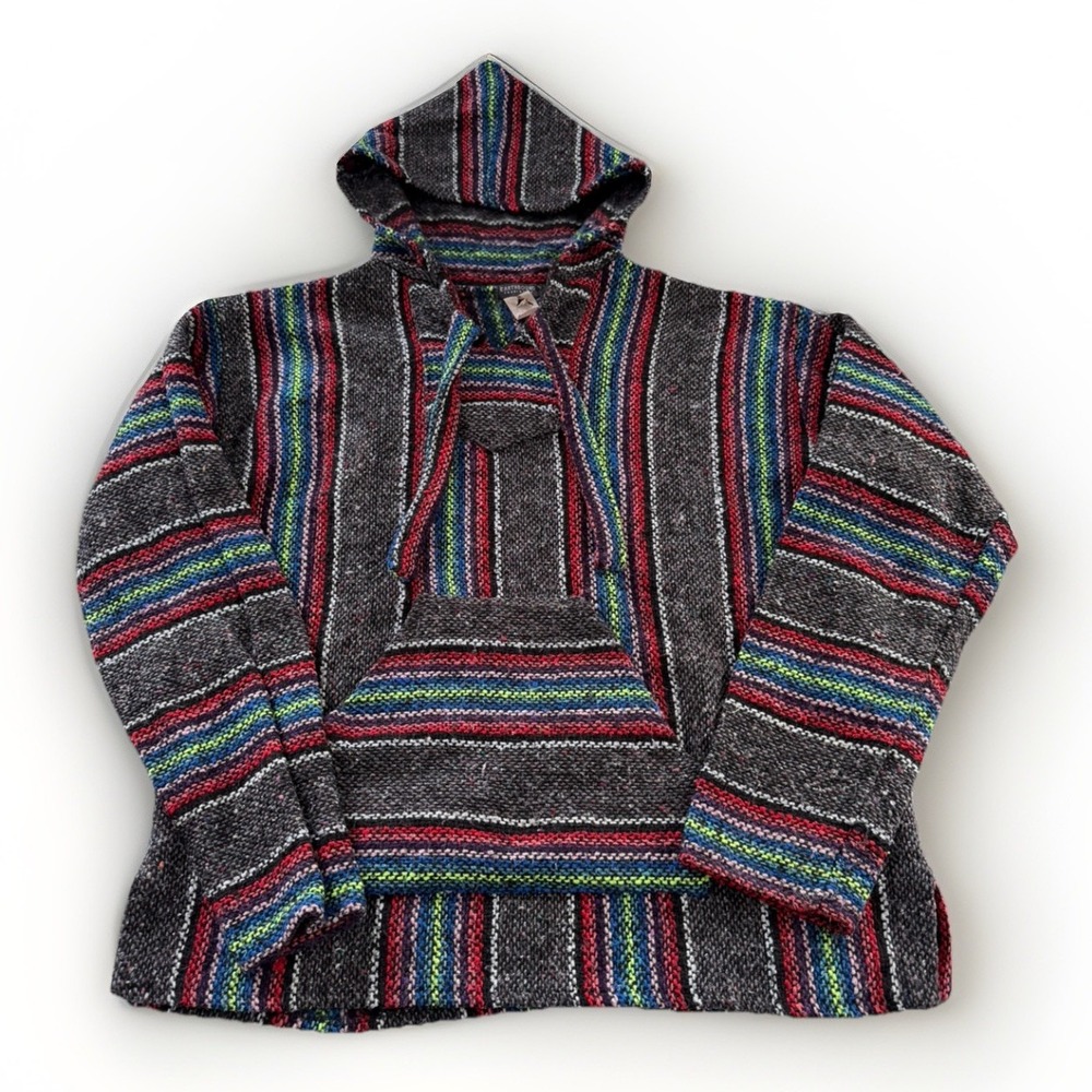 Earthbound Baja Hoodie Men's M Mexican‎ Pullover Multicolor Made in Mexico